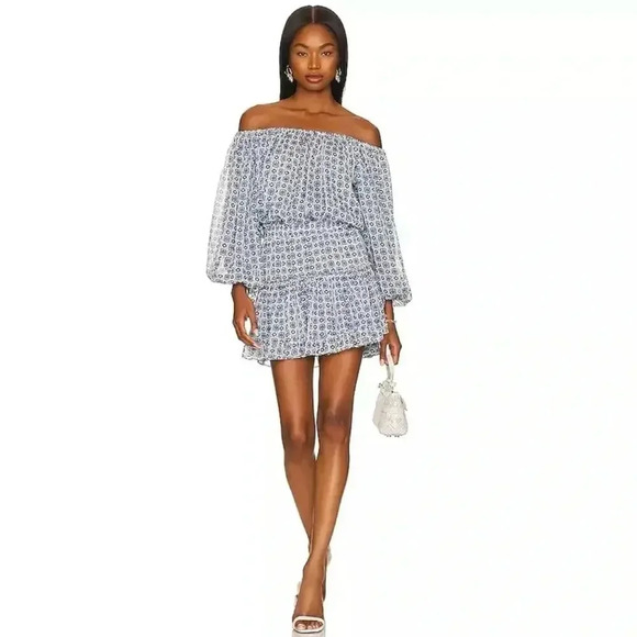 MISA LOS ANGELES Zonia Mini Dress in Blue Scorpios Tile Womens Size XS NWT - Picture 2 of 13